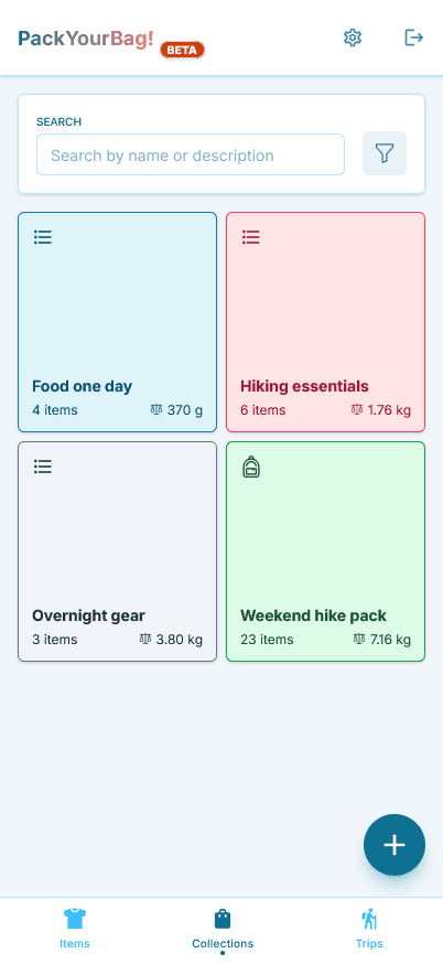 Mobile view of the collections interface
